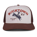 A brown and white adjustable snapback from Rural Cloth, the Bucktown Original Hat features 