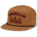The American Cattle Co Cattle Company Hat is a brown snapback flat brim cap with 