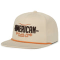 The Longhorn Script Hat by Rural Cloth is a beige Western snapback with 