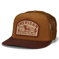 The Rural Cloth Provisions Hat is a brown and tan western style cap with a mesh back, featuring a front patch that says 