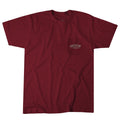 The Rural Cloth Quality Branded Goods Tee is a plain maroon poly-cotton short-sleeve shirt with a left chest pocket that has 