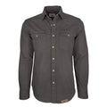 Introducing the Range Shirt by American Cattle Co, a long-sleeve, button-up shirt in the rich Thundercloud hue. It features two chest pockets, a classic collar, and eye-catching pearl snaps. Visible stitching and a straight hem add to its timeless style, while garment-dyed construction ensures exceptional depth of color.