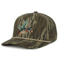 The Woody Hat (WDY-H01) features Bottomland camo, a rope detail above the brim, and an embroidered Woody Duck on the front.