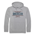 The American Cattle Co Pullover-Athletic Gray by Rural Cloth is a light gray hoodie crafted from premium anti-pill material. It features the words 